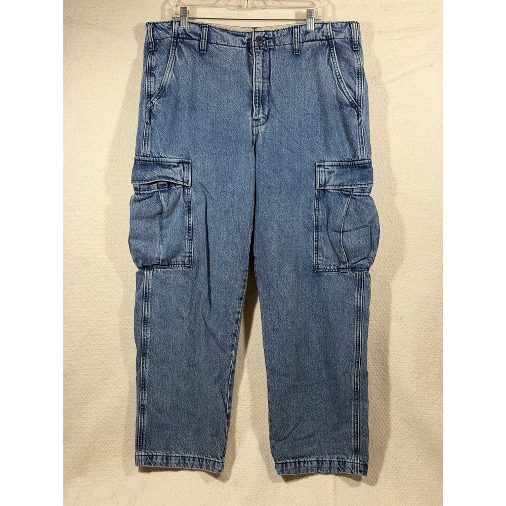 Levis XX Cargo Jeans Mens 38x30 Blue Denim Straight Leg Workwear Utility Pants